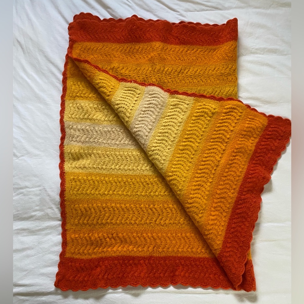 Vintage Granny Blanket White-Yellow-Orange